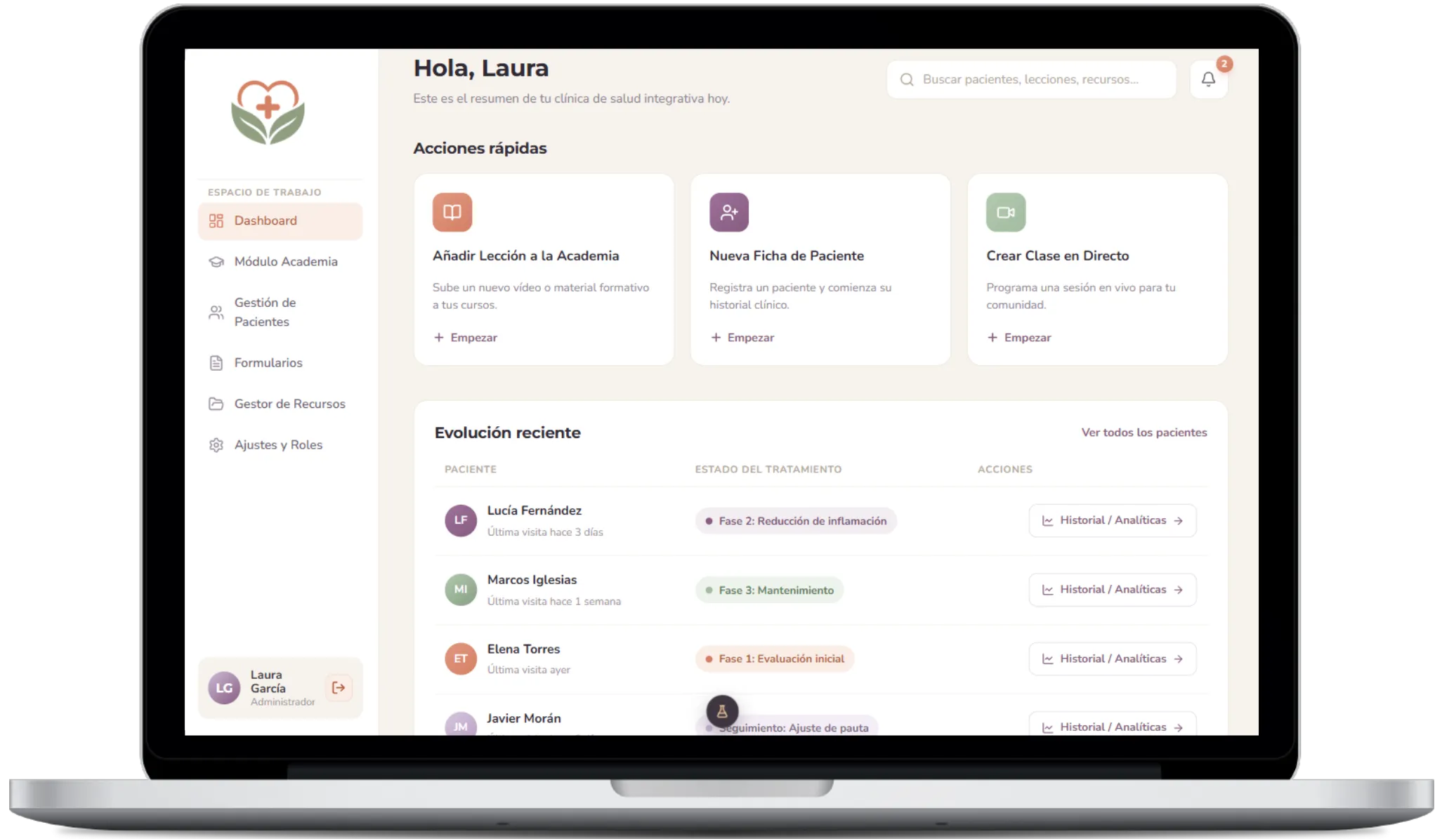 Software y web a medida para clínicas de nutrición
