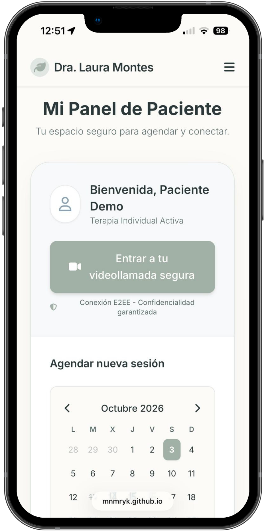 Web de Psicología en iPhone